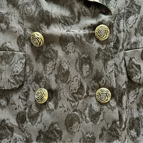 Vintage 90s Addiction Black Jacquard Satin Blazer Size Medium - Picture 4 of 16